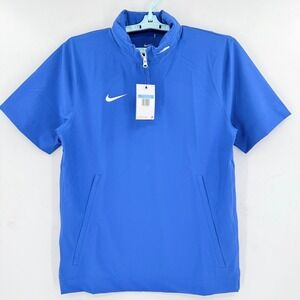 Nike Men's Pullover Hoodie Jacket Sz M Blue Golf Track Football Short Sleeve NWT